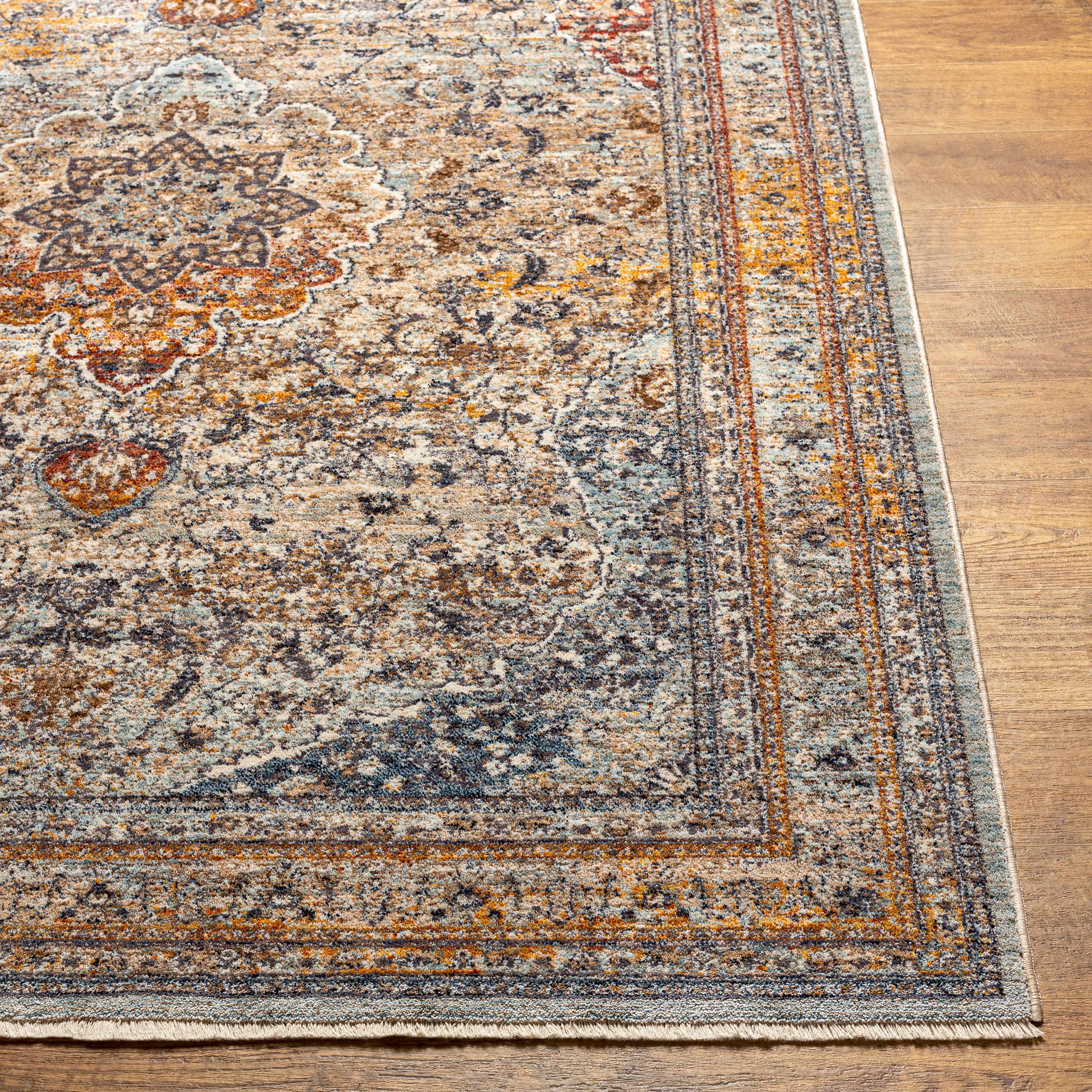 Straight-on shot of Baon Area Rug - Clearance, providing a full look at the design. Traditional Area Rug Backing  