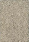 Close-up of the Barahan Area Rug. Hand-tufted wool rug with a geometric pattern in black, charcoal, ivory, and olive. Design-Rectangle-576