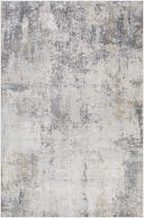 Close-up of the Baranduda Abstract Gray Luxe Rug, featuring charcoal, beige, and gray abstract patterns. Design-Rectangle-6796