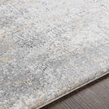 Close up of the Baranduda Abstract Gray Luxe Rug showing texture and pattern. Texture