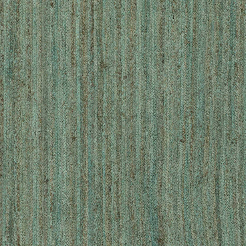 Close-up of Barksdale Green hand woven jute rug. Charcoal and mint color braided texture. Natural fibers. Swatch