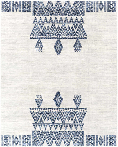 Wakita White/Navy Tribal Rug - Clearance