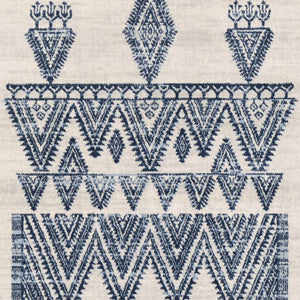 Wakita White/Navy Tribal Rug - Clearance