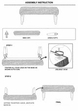 Barongis Blue&Naturak Jute Wood Legs Bench