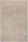Close-up of the hand woven Barstow Gray Viscose Rug, showing its subtle texture and neutral gray color. Contemporary style. Design-Rectangle
