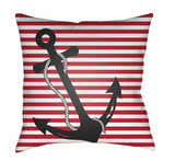 Brick Red Coastal Accent Outdoor Pillow with woven details for sofa bed or accent chair