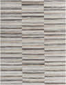 Close-up of the Batehaven Premium Leather Hand Crafted Rug. Features beige, brown, and gray horizontal stripes. Design-Rectangle-810