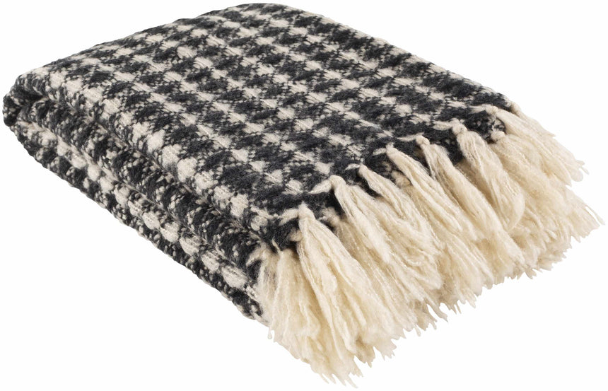 Black and White Throw Blanket with tassels