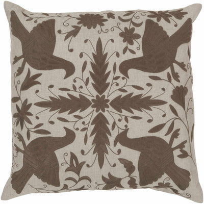Biddenden Brown Bird Pattern Throw Pillow - Clearance