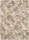 Close-up of the Bearsdale Abstract Thick Rug. Features a dark brown, light beige, and white geometric pattern. Design-Rectangle-5373