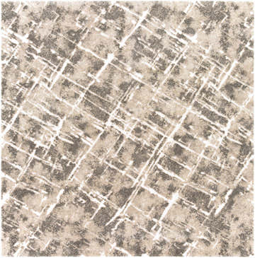 Close-up of the Bearsdale Abstract Thick Rug. Dark brown, light beige, and white geometric pattern. Contemporary style. Design-Square-710