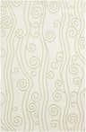 Close-up of the Beggs Area Rug. Ivory rug with light green vines and spiral pattern. Hand woven wool texture. Design-Rectangle-58