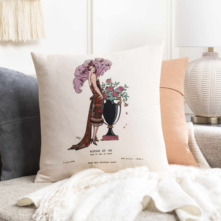 Belcourt Art Deco Woman Throw Pillow - Clearance