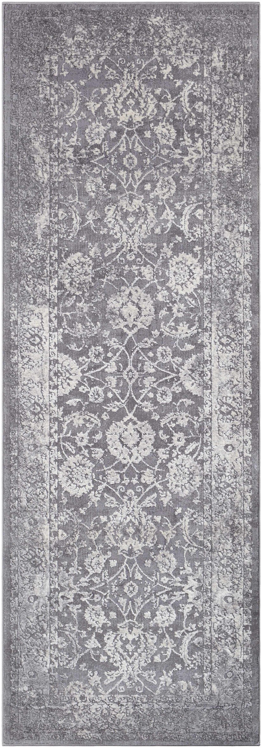 Benavides Gray Updated Traditional Tibetan Rug