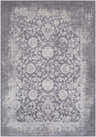 Close-up of the Benavides Gray Updated Traditional Tibetan Rug featuring a floral pattern in charcoal, gray, and ivory hues. Design-Rectangle-537