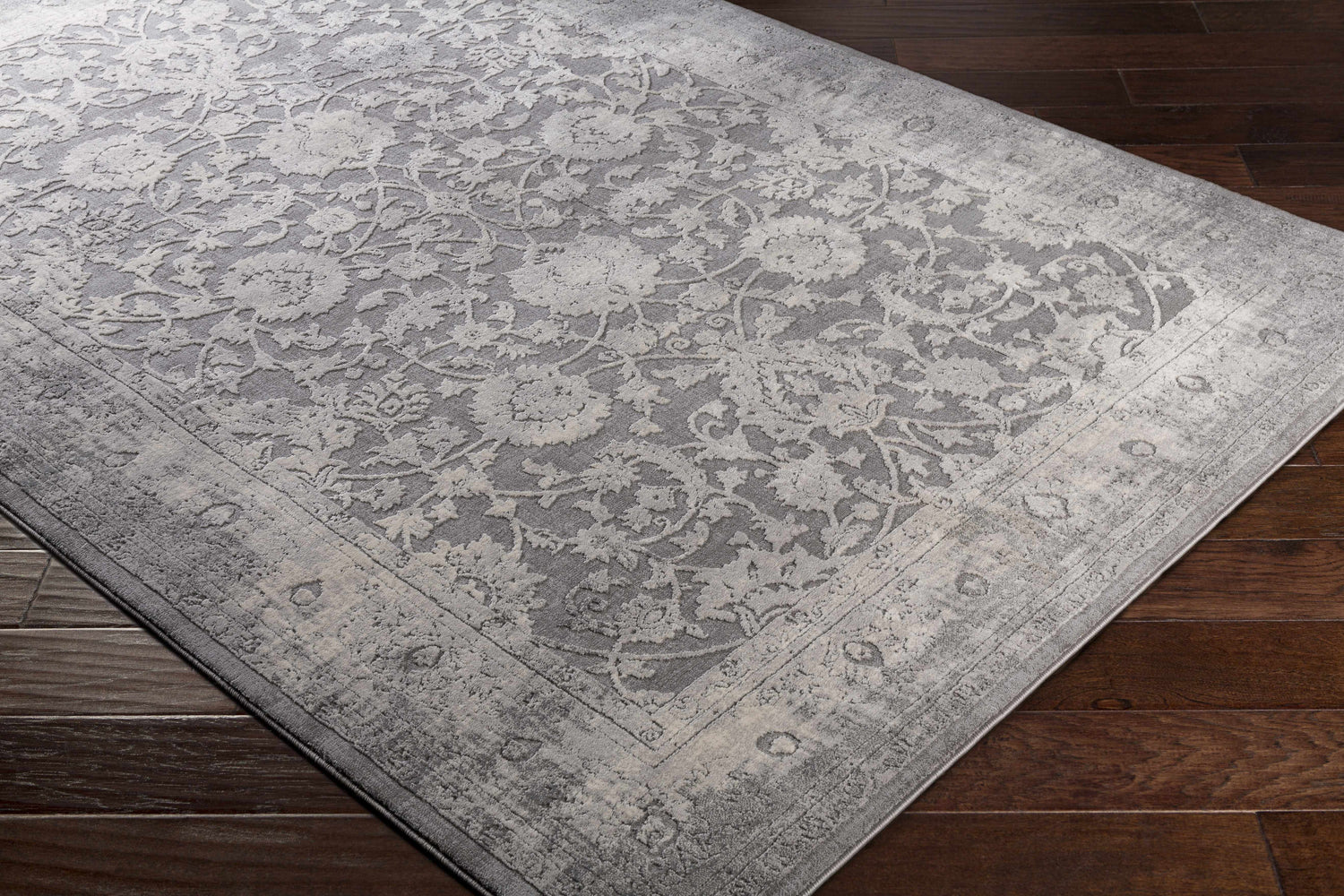 Benavides Gray Updated Traditional Tibetan Rug