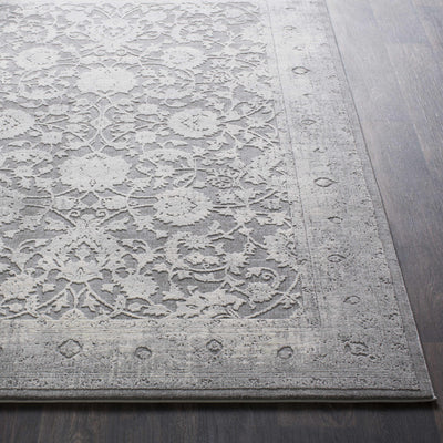 Benavides Gray Updated Traditional Tibetan Rug