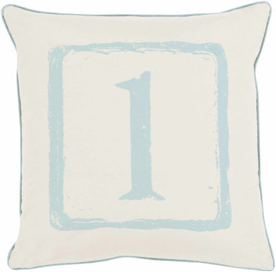 Benalla Pastel Blue Number 1 Throw Pillow - Clearance