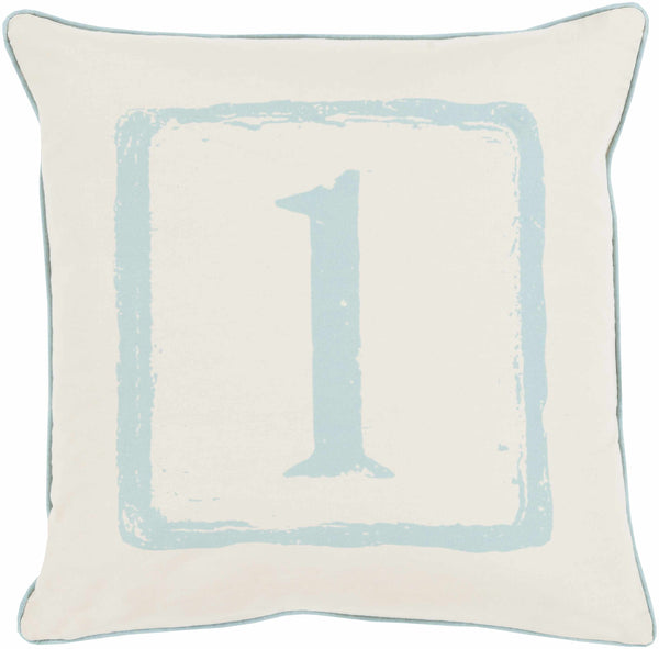 Benalla Pastel Blue Number 1 Throw Pillow - Clearance