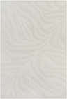 Close-up of the Benzonia 3D White Zebra Rug, showcasing its textured zebra stripe pattern and light beige color. Design-Rectangle-5373
