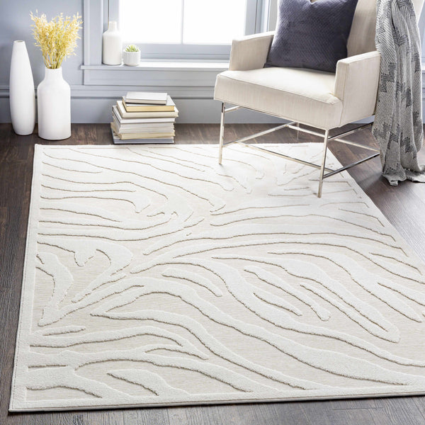 Benzonia Textured White Zebra Rug