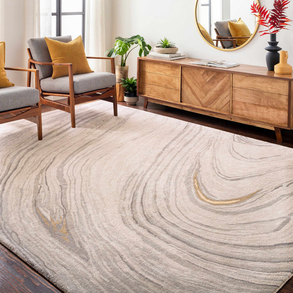 Berino Beige Viscose&Wool Marble Rug