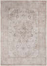 Close-up of the Bethany Vintage Flat Pile Washable Rug, showcasing its beige and tan traditional floral pattern and flat pile texture. Design-Rectangle-5373
