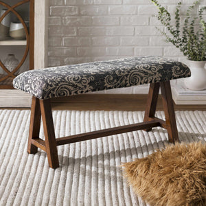 Bethpage Vintage Floral Mango Wood Bench