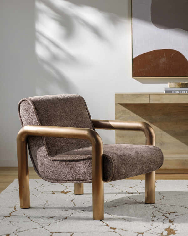 Brezolles Metallic - Brass Accent Chair - Clearance