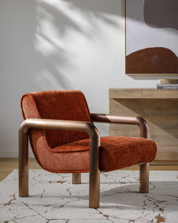 Brezolles Burnt Orange Accent Chair - Clearance
