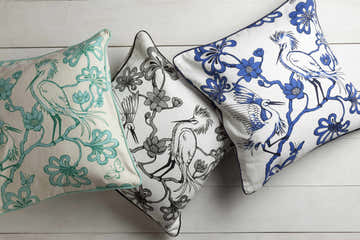 Bilinga Aqua Bird Floral Accent Pillow - Clearance
