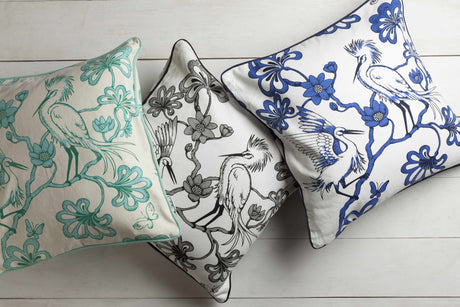 Bilinga Aqua Bird Floral Accent Pillow - Clearance