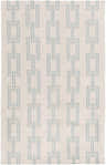 Close-up of the Billerica Area Carpet. Beige wool rug with a contemporary dusty sage chain-link pattern. Hand woven texture. Design-Rectangle-58