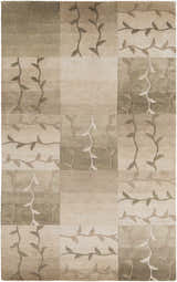 Bissell Area Carpet, a hand-knotted wool rug with a contemporary vine pattern in dark brown, light brown, and off-white tones. Design-Rectangle-58