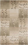 Bissell Area Carpet, a hand-knotted wool rug with a contemporary vine pattern in dark brown, light brown, and off-white tones. Design-Rectangle-58