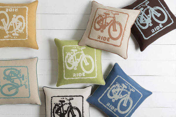 Raby Ride Bicycle Print Throw Pillow - Clearance