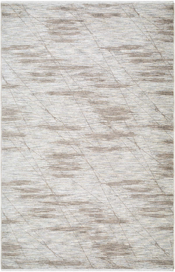 Close-up of the Utari Cream Area Rug featuring a contemporary design with gray, white, and dark red hues. Design-Rectangle-57