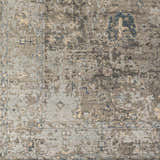Close-up of the Ballantrae Premium Rug showcasing its beige, charcoal, and blue traditional hand-knotted design. Swatch