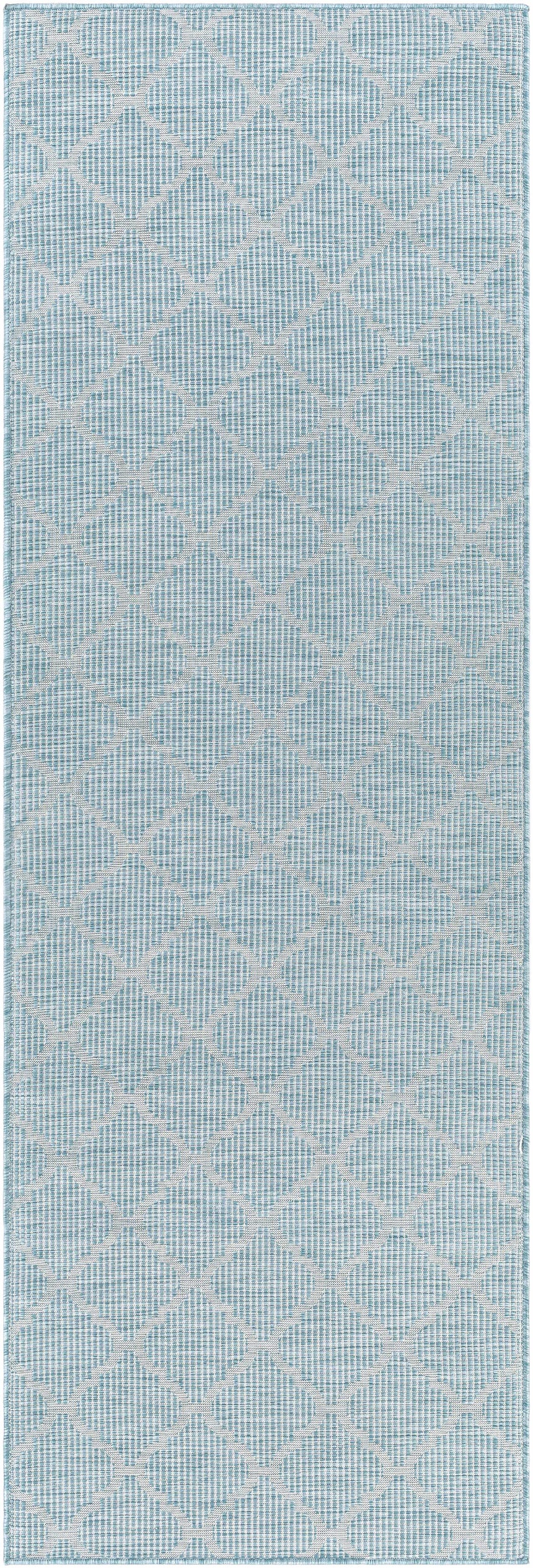 Unique Outdoor Trellis Area Rug, Aquamarine - Clearance