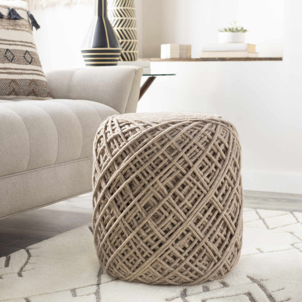 Bellingen Gray Handwoven Textured Pouf