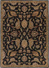 Close-up of the Blomkest Black&Yellow Traditional Wool Carpet featuring a floral Persian pattern on a black background. Design-Rectangle-811