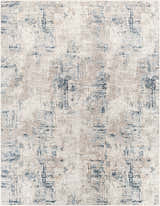 Close-up of the Balasing Area Rug. Contemporary style with dark gray, ivory, and tan abstract pattern. Design-Rectangle-71010