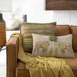 Bonnybridge Tan Embroidered Lions Lumbar Pillow - Clearance