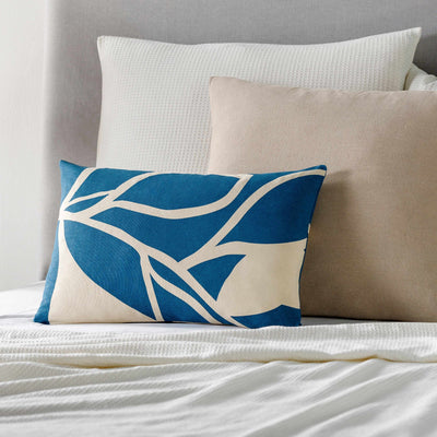 Bonnybrook Blue Leaf Pattern Accent Pillow - Clearance