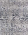 Close-up of the Bomaderry Area Carpet. Hand-woven polyester rug in charcoal, light gray, and medium gray with a contemporary design. Design-Rectangle-810
