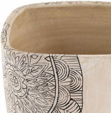 Bongabon White Terracotta Floral Planter