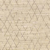 Close up of Bonogin Area Rug. Hand loomed viscose rug with dark brown geometric diamond pattern on tan background. Swatch