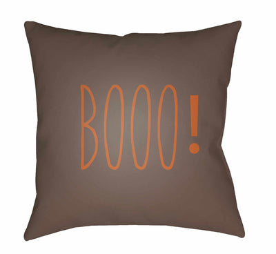Booo Printed Orange & Brown Pillow