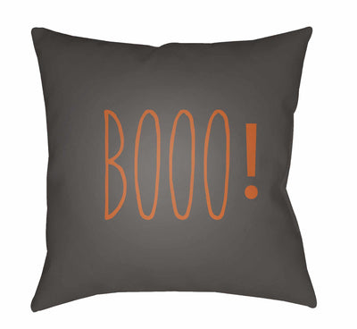 Booo Printed Gray & Orange Pillow