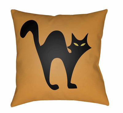 Halloween Cat Orange Throw Pillow